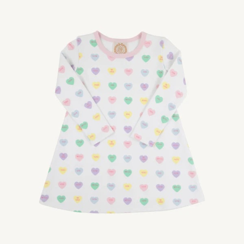 TBBC | Long Sleeve Polly Play Dress - We Heart You with Palm Beach Pink